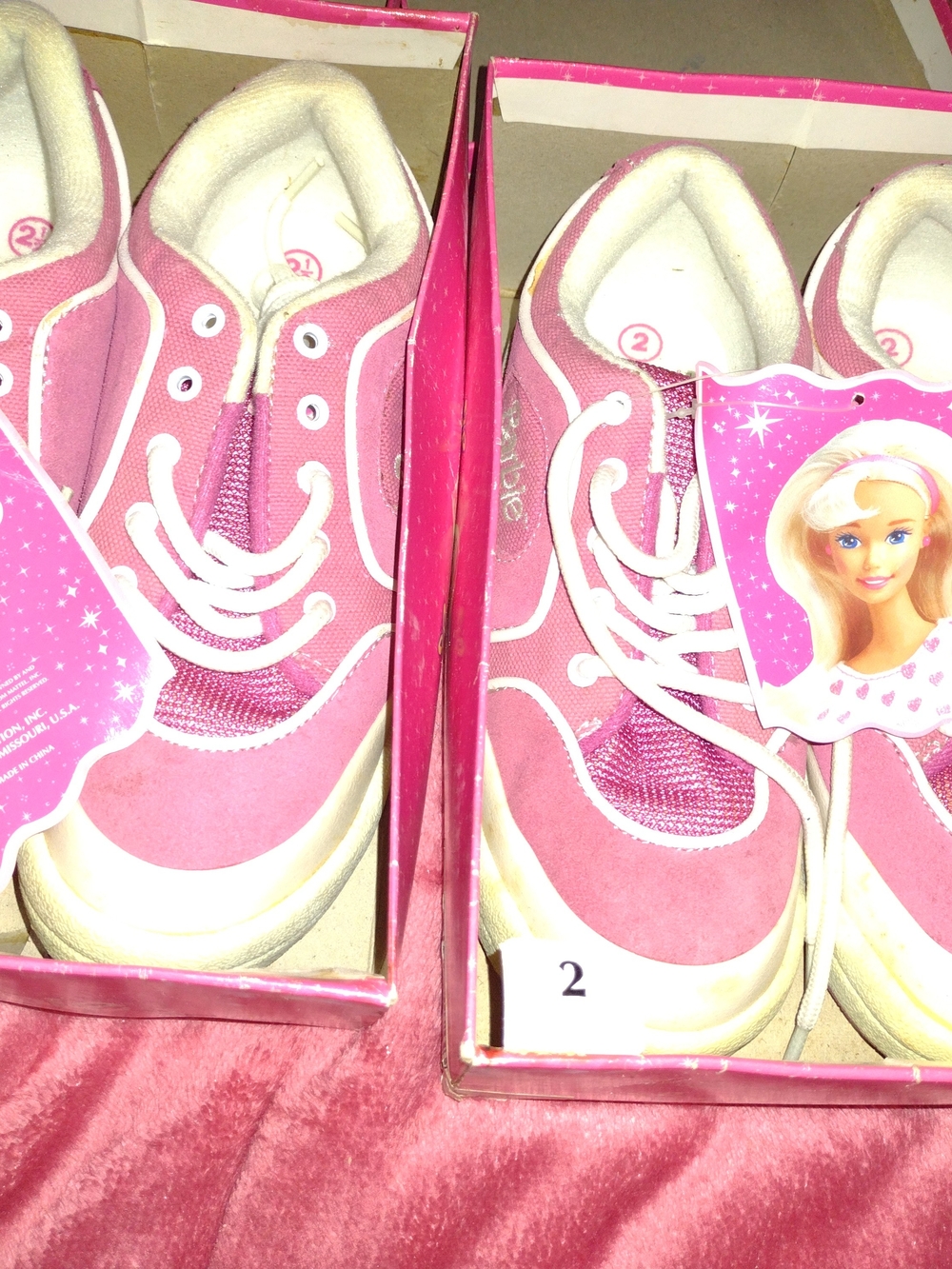 Barbie Vintage Very Rare NIB Pink Girls' Lace-Up Sneakers with White Accents